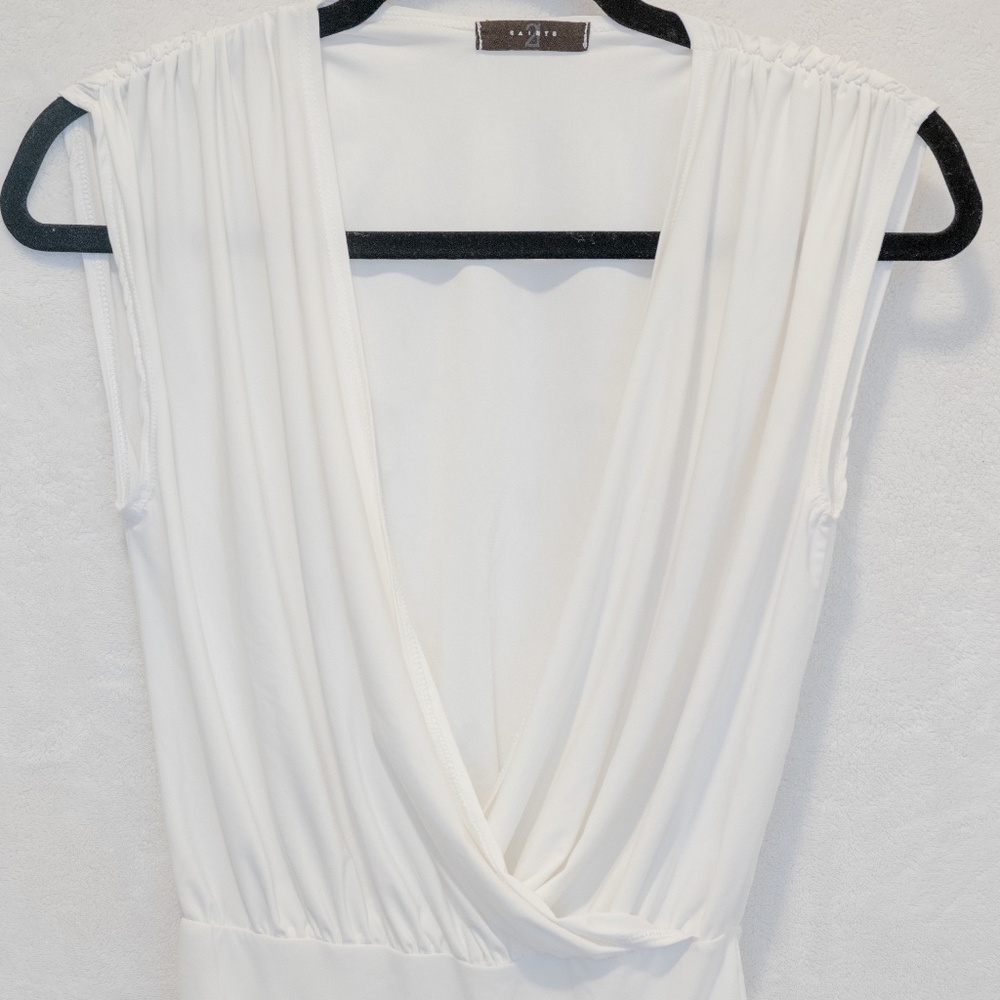 Deep Plunge Cowl Neck Bodysuit Top
